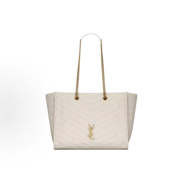 SAINT LAURENT Niki metal logo single-shoulder bag for regular women in white